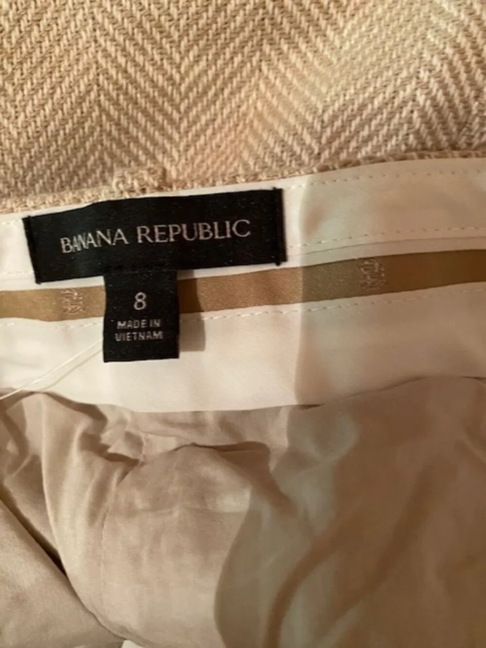 Banana Republic NWT SZ 8 Norfolk Wide Leg Linen Cotton Pant Herringbone